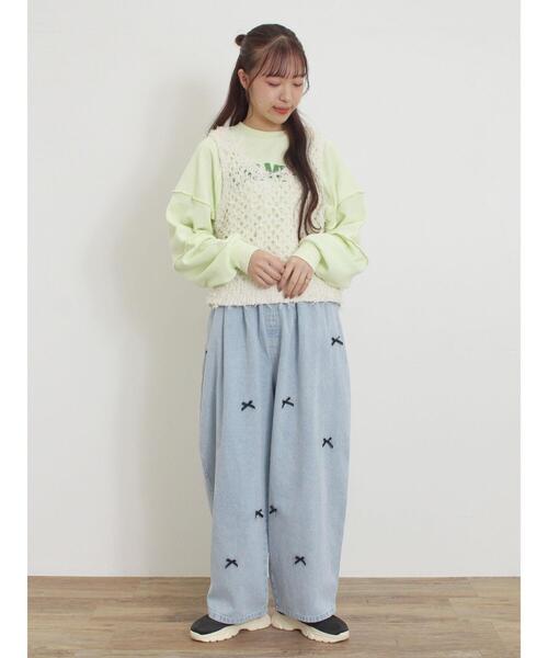 Samansa Mos2（サマンサ モスモス）の「リボンイージーパンツ（その他パンツ・レディース・チャコールグレー/オフホワイト/サックスブルー/ベージュ・F）」の19枚目の写真