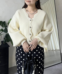 prose verse | Vネックスカラップニットカーディガン(カーディガン/ボレロ)