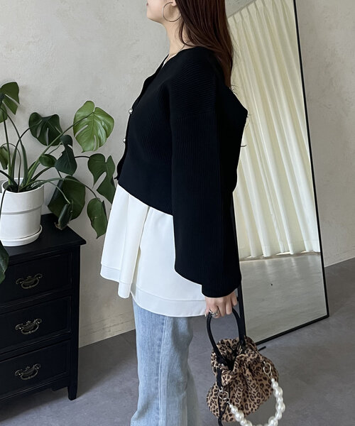 prose verse（プロズヴェール）の「Vネックスカラップニットカーディガン（カーディガン/ボレロ・レディース・ブラック/アイボリー/ピンク・MEDIUM）」の10枚目の写真