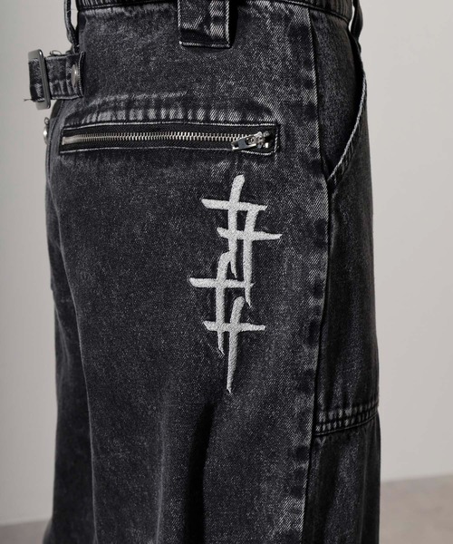 RE730(アールイーセブンサーティー)の「10oz belt design denim pants / ベルトデザイン デニムパンツ unisex(デニムパンツ・メンズ・グレー/ブラック・XL/L/M)」の7枚目の写真