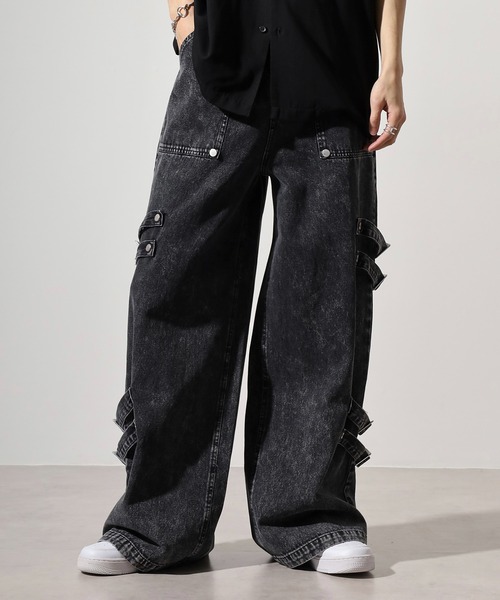 republic&coデニムパンツdenimpantウェア 10oz belt design denim pants / ベルトデザイン デニムパンツ