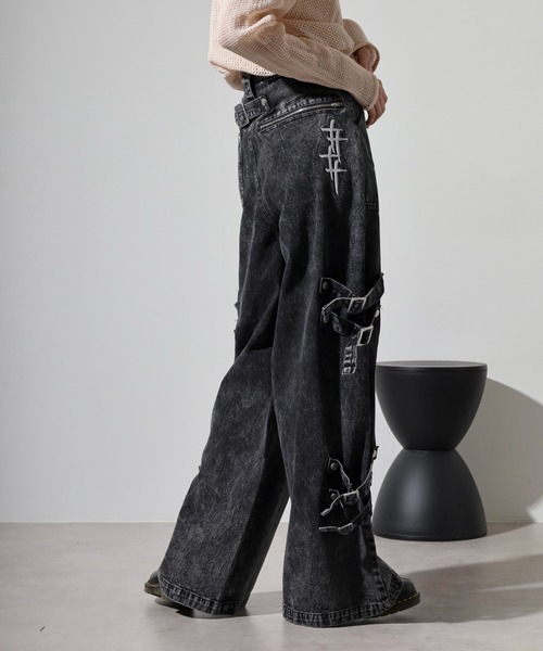 RE730(アールイーセブンサーティー)の「10oz belt design denim pants / ベルトデザイン デニムパンツ unisex(デニムパンツ・メンズ・グレー/ブラック・XL/L/M)」の19枚目の写真