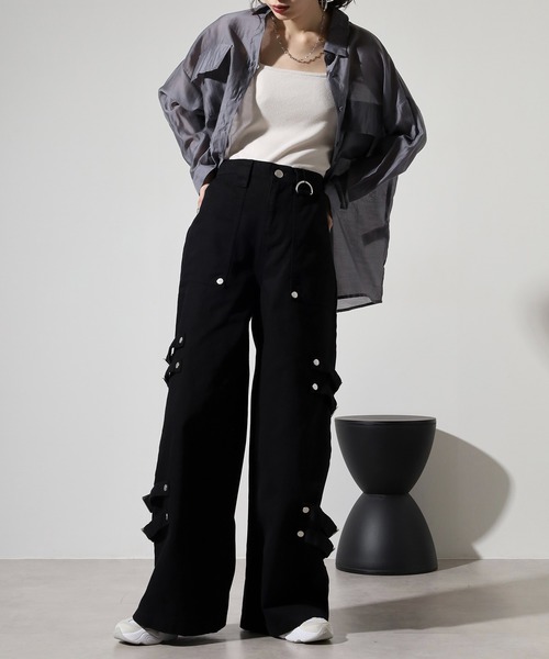 パンツ efu BELT DESIGN DENIM 10oz belt design denim pants / ベルトデザイン デニムパンツ