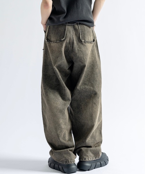 セール】Vintage Design Fringe Double Knee Denim - ヴィンテージ