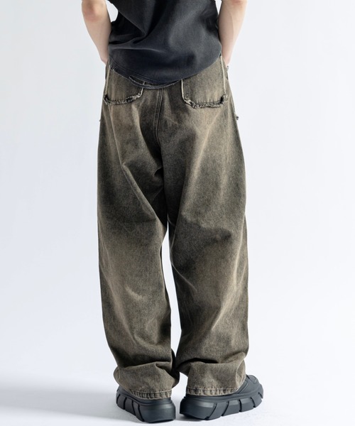 Vintage Design Fringe Double Knee Denim - ヴィンテージ