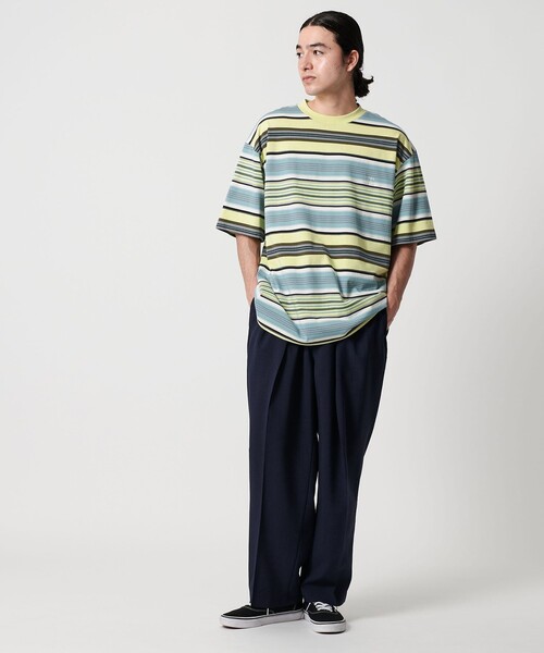 CITEN（シテン）の「＜CITEN＞カリフォルニアボーダーTシャツ（Tシャツ/カットソー・メンズ・ダークブラウン/ライトブルー/ライム/オレンジ・S/M/L）」の10枚目の写真