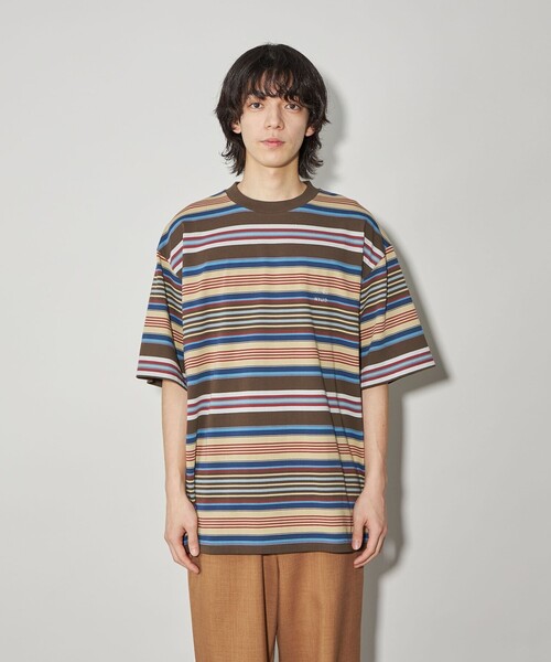 CITEN（シテン）の「＜CITEN＞カリフォルニアボーダーTシャツ（Tシャツ/カットソー・メンズ・ダークブラウン/ライトブルー/ライム/オレンジ・S/M/L）」の13枚目の写真