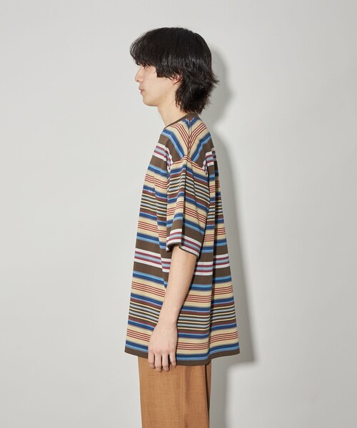 CITEN（シテン）の「＜CITEN＞カリフォルニアボーダーTシャツ（Tシャツ/カットソー・メンズ・ダークブラウン/ライトブルー/ライム/オレンジ・S/M/L）」の14枚目の写真
