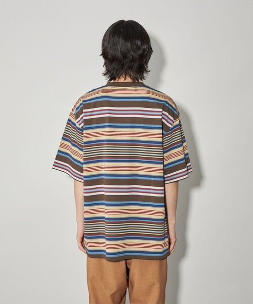 CITEN（シテン）の「＜CITEN＞カリフォルニアボーダーTシャツ（Tシャツ/カットソー・メンズ・ダークブラウン/ライトブルー/ライム/オレンジ・S/M/L）」の15枚目の写真