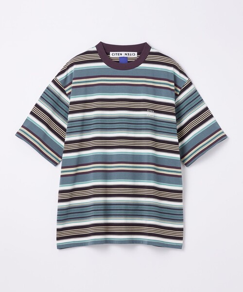 CITEN（シテン）の「＜CITEN＞カリフォルニアボーダーTシャツ（Tシャツ/カットソー・メンズ・ダークブラウン/ライトブルー/ライム/オレンジ・S/M/L）」の16枚目の写真