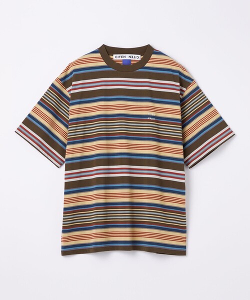 CITEN（シテン）の「＜CITEN＞カリフォルニアボーダーTシャツ（Tシャツ/カットソー・メンズ・ダークブラウン/ライトブルー/ライム/オレンジ・S/M/L）」の22枚目の写真