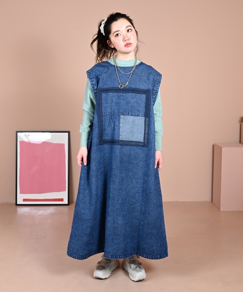 セール】デニムレースフレームワンピース/おとな（ジャンパー