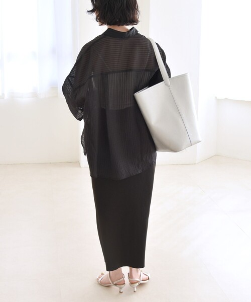 SHIPS for women / シップスウィメン quaranciel:〈手洗い可能〉シアー ストライプ ボーダー ビッグ シャツ SHIPS｜quaranciel:<手洗い可能>シアー ストライプ ボーダー