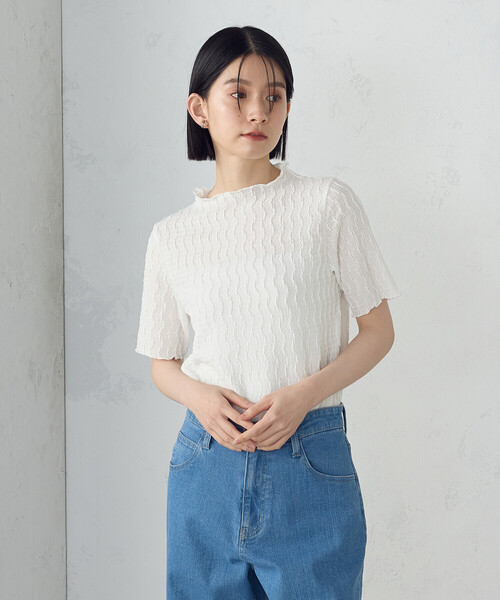 COMME CA ISM(コムサイズム)の「ボトルネックカットソー(Tシャツ/カットソー・レディース・ブラック/ホワイト・MEDIUM/LARGE)」の1枚目の写真