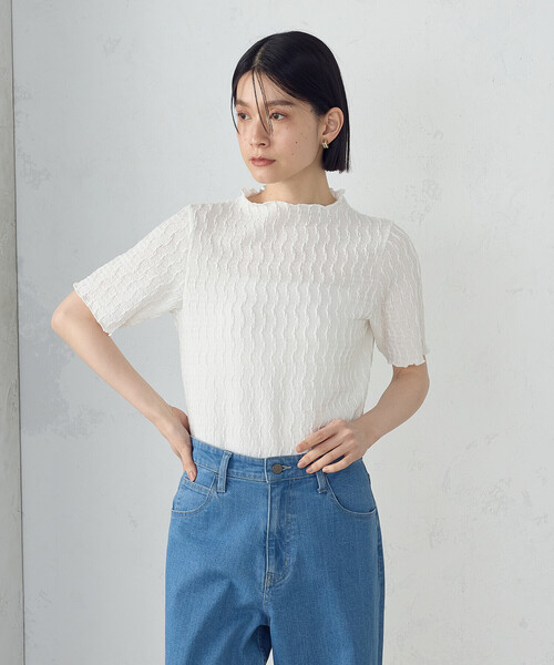 COMME CA ISM(コムサイズム)の「ボトルネックカットソー(Tシャツ/カットソー・レディース・ブラック/ホワイト・MEDIUM/LARGE)」の4枚目の写真
