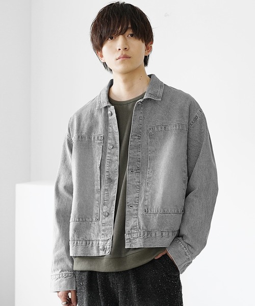 MinoriTY（マイノリティ）の「【MinoriTY select】ミニマルショート丈デニムジャケット メンズ（デニムジャケット・メンズ・ライトグレー/ブラック/ライトブルー・M/L/LL）」の3枚目の写真