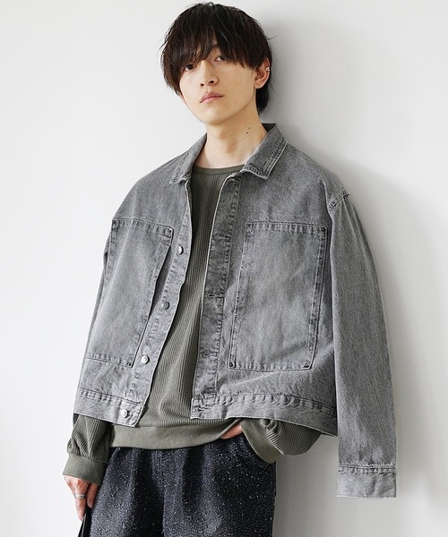 MinoriTY（マイノリティ）の「【MinoriTY select】ミニマルショート丈デニムジャケット メンズ（デニムジャケット・メンズ・ライトグレー/ブラック/ライトブルー・M/L/LL）」の11枚目の写真