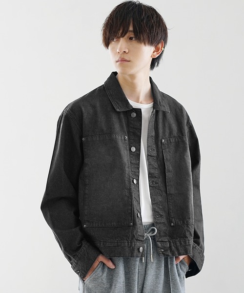 MinoriTY（マイノリティ）の「【MinoriTY select】ミニマルショート丈デニムジャケット メンズ（デニムジャケット・メンズ・ライトグレー/ブラック/ライトブルー・M/L/LL）」の15枚目の写真