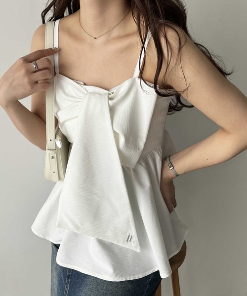 nelliy.(ネルリー)の「ペプラムリボンキャミ(キャミソール・レディース・オフホワイト/ブラック・MEDIUM/LARGE)」の6枚目の写真