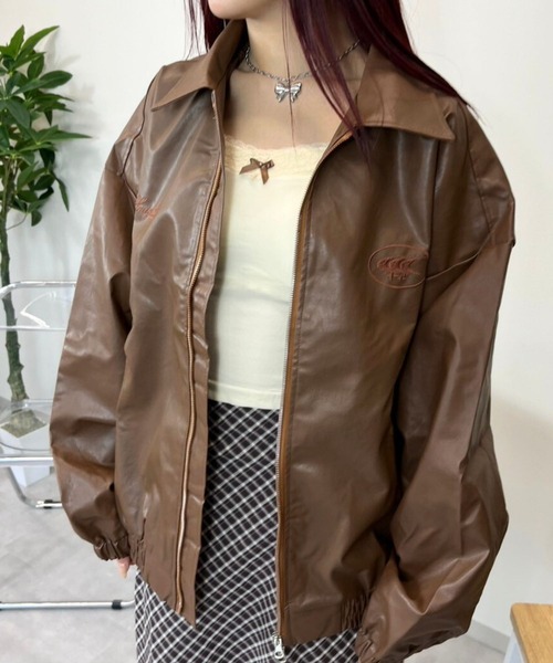 sevens(セブンズ)の「【sevens】OT 胸元ワンポイント合皮ジャケット(テーラードジャケット・レディース・ブラック/ブラウン・FREE)」の9枚目の写真