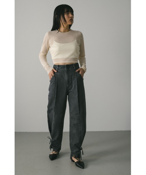 STYLEMIXER（スタイルミキサー）の「ヘムリボンデザインデニム（デニムパンツ・レディース・グレー/インディゴブルー・X-SMALL/SMALL/MEDIUM）」の4枚目の写真