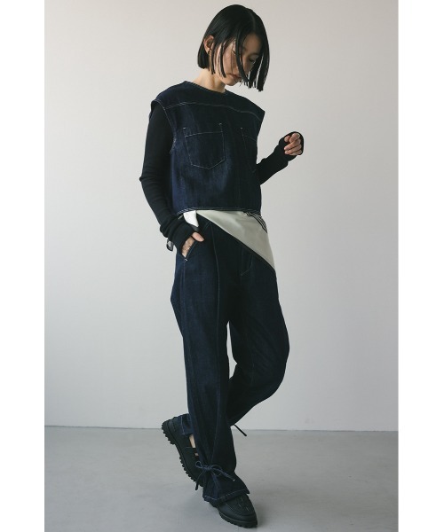 STYLEMIXER（スタイルミキサー）の「ヘムリボンデザインデニム（デニムパンツ・レディース・グレー/インディゴブルー・X-SMALL/SMALL/MEDIUM）」の16枚目の写真