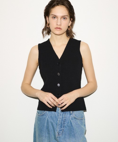 セール】THROW V/N BUTTON VEST Vネック ボタン ベスト（ベスト
