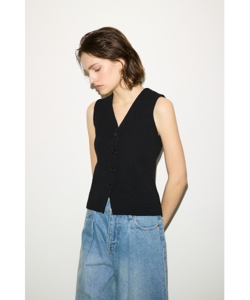 THROW by SLY（スローバイスライ）の「THROW　V/N BUTTON VEST Vネック ボタン ベスト（ベスト・レディース・アイボリー/ブラック・FREE）」の12枚目の写真