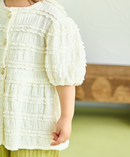 sea and shells by pairmanon(シーアンドシェルズバイペアマノン)の「【sea and shells by pairmanon】レース見え ストレッチ ペプラム ブラウス(その他ベビーウェア・キッズ・ベージュ/ライトグリーン/アイボリー・90/100/80/110)」の5枚目の写真