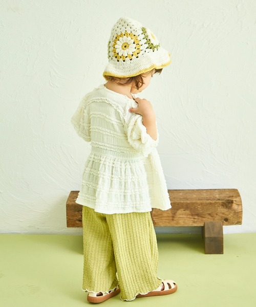 sea and shells by pairmanon(シーアンドシェルズバイペアマノン)の「【sea and shells by pairmanon】レース見え ストレッチ ペプラム ブラウス(その他ベビーウェア・キッズ・ベージュ/ライトグリーン/アイボリー・90/100/80/110)」の6枚目の写真