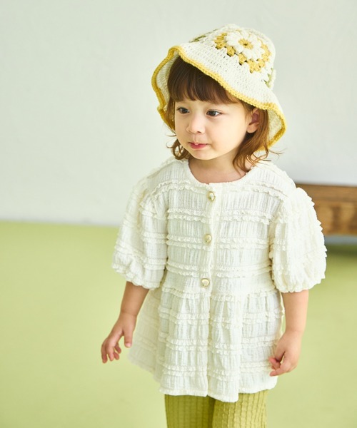 sea and shells by pairmanon(シーアンドシェルズバイペアマノン)の「【sea and shells by pairmanon】レース見え ストレッチ ペプラム ブラウス(その他ベビーウェア・キッズ・ベージュ/ライトグリーン/アイボリー・90/100/80/110)」の7枚目の写真