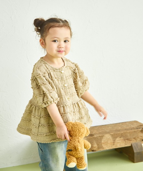 sea and shells by pairmanon(シーアンドシェルズバイペアマノン)の「【sea and shells by pairmanon】レース見え ストレッチ ペプラム ブラウス(その他ベビーウェア・キッズ・ベージュ/ライトグリーン/アイボリー・90/100/80/110)」の9枚目の写真