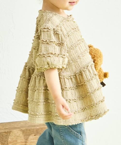 sea and shells by pairmanon(シーアンドシェルズバイペアマノン)の「【sea and shells by pairmanon】レース見え ストレッチ ペプラム ブラウス(その他ベビーウェア・キッズ・ベージュ/ライトグリーン/アイボリー・90/100/80/110)」の10枚目の写真