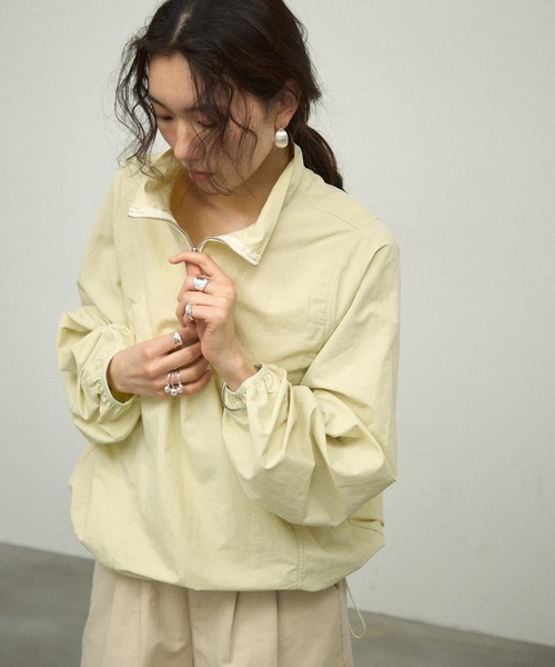 Lutim by u（ルチバイユー）の「Half-zip over-tops / ハーフジップオーバートップス（パーカー・レディース・ホワイト/ネイビー/イエロー・FREE）」の19枚目の写真