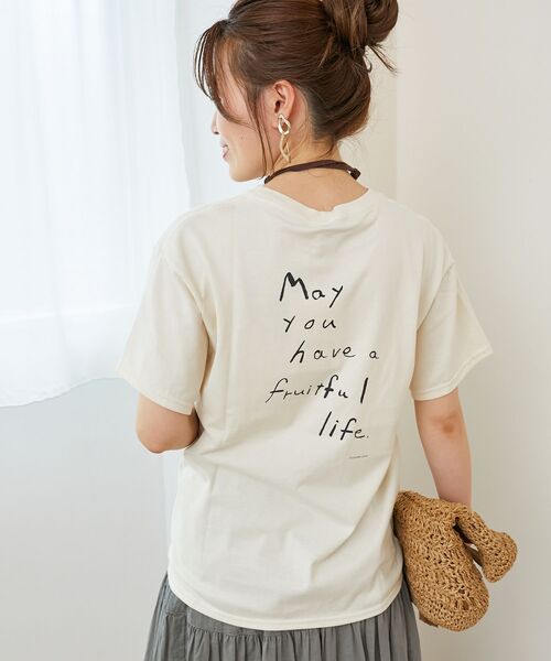 le.coeur blanc（ルクールブラン）の「KAZUMIDOI fruitfullife Tシャツ（Tシャツ/カットソー・レディース・チャコールグレー/ライトピンク/アイボリー・38）」の5枚目の写真