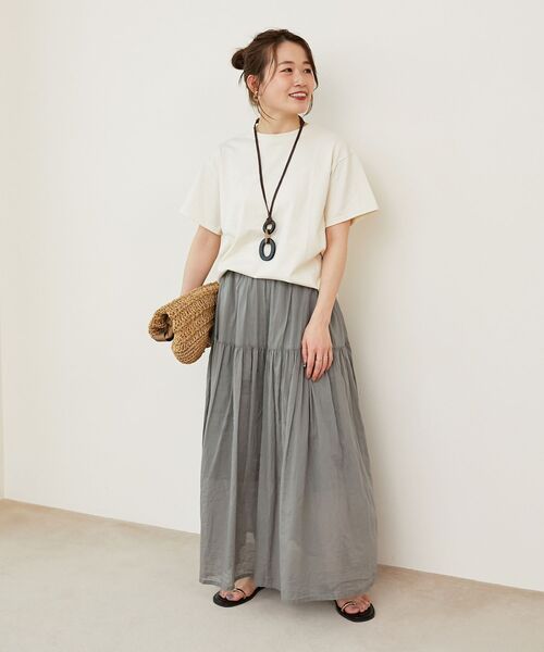 le.coeur blanc（ルクールブラン）の「KAZUMIDOI fruitfullife Tシャツ（Tシャツ/カットソー・レディース・チャコールグレー/ライトピンク/アイボリー・38）」の6枚目の写真