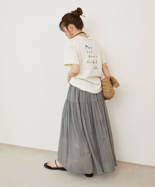 le.coeur blanc（ルクールブラン）の「KAZUMIDOI fruitfullife Tシャツ（Tシャツ/カットソー・レディース・チャコールグレー/ライトピンク/アイボリー・38）」の9枚目の写真