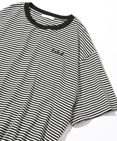 Firsthand(ファーストハンド)の「Firsthand/ファーストハンド 5.7オンス リラックスフィット ワンポイントロゴ刺繍 ショートスリーブ ボーダーTシャツ / 半袖Tシャツ(Tシャツ/カットソー・メンズ・ネイビー/チャコールグレー/ブラック・L/M)」の1枚目の写真