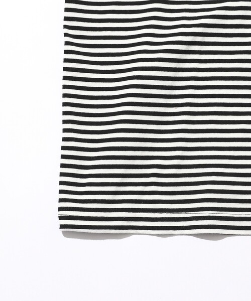 Firsthand(ファーストハンド)の「Firsthand/ファーストハンド 5.7オンス リラックスフィット ワンポイントロゴ刺繍 ショートスリーブ ボーダーTシャツ / 半袖Tシャツ(Tシャツ/カットソー・メンズ・ネイビー/チャコールグレー/ブラック・L/M)」の8枚目の写真