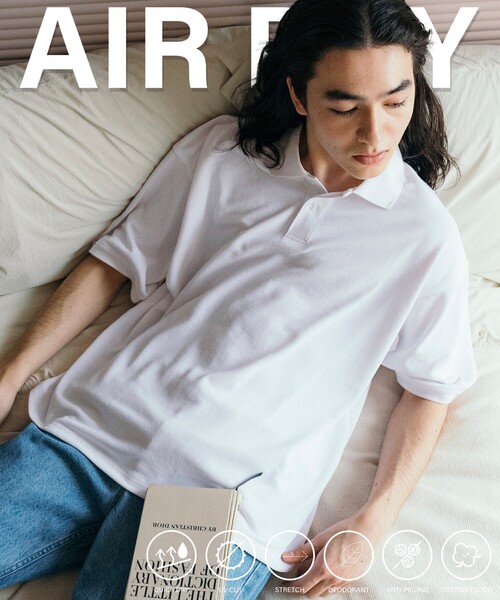 FREAK'S STORE(フリークスストア)の「FREAK’S STORE/フリークスストア AIRDRY 高機能素材 カノコ編み ポロシャツ/エアドライ ポリエステル 鹿の子素材/吸水速乾/遮熱性/UVカット(ポロシャツ・メンズ・ホワイト/ブラック/チャコールグレー/ダークブラウン/ネイビー・SMALL/MEDIUM/LARGE)」の6枚目の写真