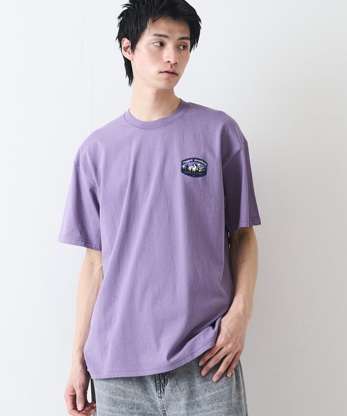 ragged mountain(ラギットマウンテン)の「【RAGGED MOUNTAIN:ラギットマウンテン】ワンポイントロゴTシャツ 半袖 オーバーサイズ(Tシャツ/カットソー・メンズ・グレイッシュブルー/パープル/ホワイト/ブラック/ベージュ・LARGE/X-LARGE/MEDIUM)」の5枚目の写真