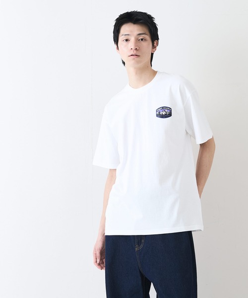 ragged mountain(ラギットマウンテン)の「【RAGGED MOUNTAIN:ラギットマウンテン】ワンポイントロゴTシャツ 半袖 オーバーサイズ(Tシャツ/カットソー・メンズ・グレイッシュブルー/パープル/ホワイト/ブラック/ベージュ・LARGE/X-LARGE/MEDIUM)」の8枚目の写真