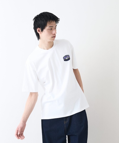 ragged mountain(ラギットマウンテン)の「【RAGGED MOUNTAIN:ラギットマウンテン】ワンポイントロゴTシャツ 半袖 オーバーサイズ(Tシャツ/カットソー・メンズ・グレイッシュブルー/パープル/ホワイト/ブラック/ベージュ・LARGE/X-LARGE/MEDIUM)」の9枚目の写真
