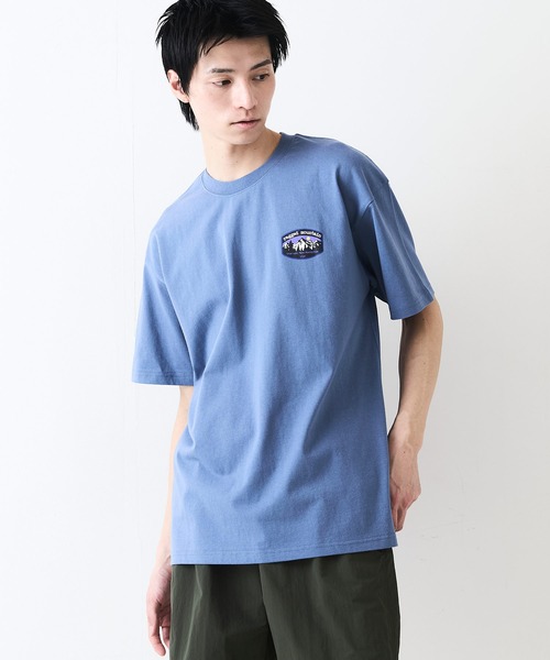 ragged mountain(ラギットマウンテン)の「【RAGGED MOUNTAIN:ラギットマウンテン】ワンポイントロゴTシャツ 半袖 オーバーサイズ(Tシャツ/カットソー・メンズ・グレイッシュブルー/パープル/ホワイト/ブラック/ベージュ・LARGE/X-LARGE/MEDIUM)」の16枚目の写真