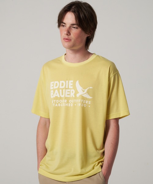 Eddie Bauer(エディーバウアー)の「ポリエステルジャージ プリント Tシャツ(Tシャツ/カットソー・メンズ・ホワイト/ライトイエロー/杢グレー/ミント・L/XXL/XL/M/S)」の4枚目の写真