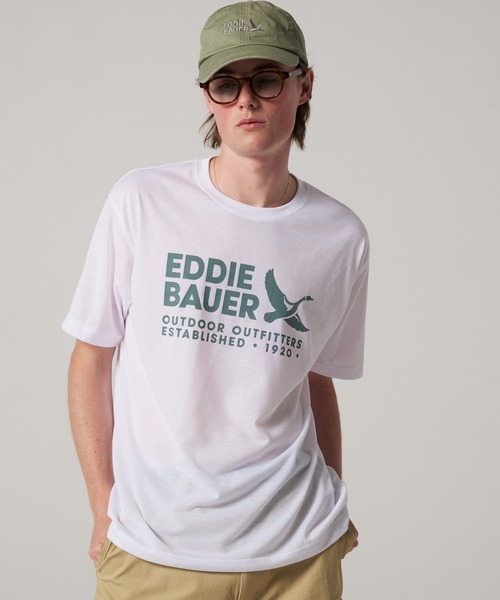 Eddie Bauer(エディーバウアー)の「ポリエステルジャージ プリント Tシャツ(Tシャツ/カットソー・メンズ・ホワイト/ライトイエロー/杢グレー/ミント・L/XXL/XL/M/S)」の1枚目の写真