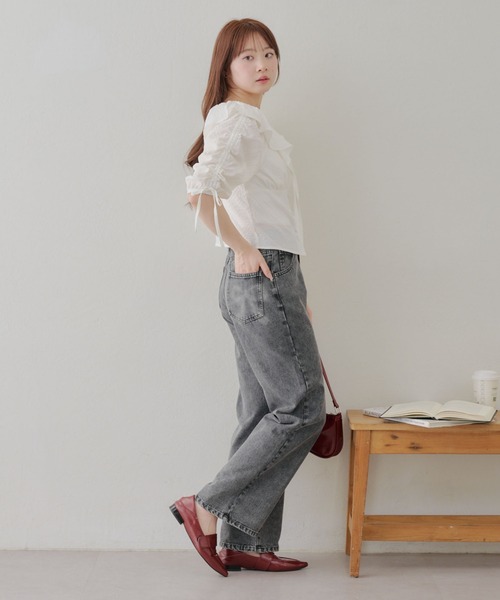 APPORTE PAR LES MARCHES(アポルテパーレマルシェ)の「【MARCHES】バックリボンプリントパンツ(デニムパンツ・レディース・ブラック系その他/ブルー系その他・FREE)」の4枚目の写真