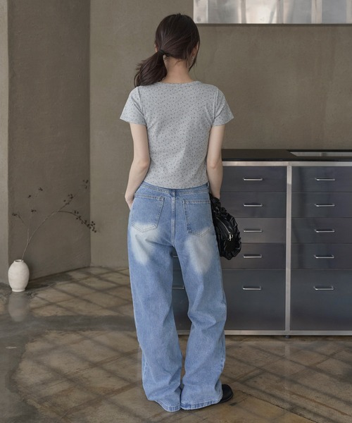 UNE MANSION（ユヌマンション）の「【低身長 / 高身長用 サイズ＆丈が選べるカラーパンツ】【 4color ／ ３size／ 3lengths 】【 足長効果あり】ベーシックセミストレートワイドビンテージデニム（デニムパンツ・レディース・ライトブルー/ブルー/ダークブルー/ブルー系その他・S-Short/S-Regular/S-Long/M-Short/M-Regular/M-Long/L-Short/L-Regular/L-Long）」の10枚目の写真