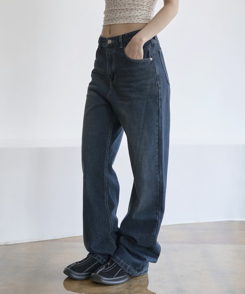 UNE MANSION（ユヌマンション）の「【低身長 / 高身長用 サイズ＆丈が選べるカラーパンツ】【 4color ／ ３size／ 3lengths 】【 足長効果あり】ベーシックセミストレートワイドビンテージデニム（デニムパンツ・レディース・ライトブルー/ブルー/ダークブルー/ブルー系その他・S-Short/S-Regular/S-Long/M-Short/M-Regular/M-Long/L-Short/L-Regular/L-Long）」の12枚目の写真