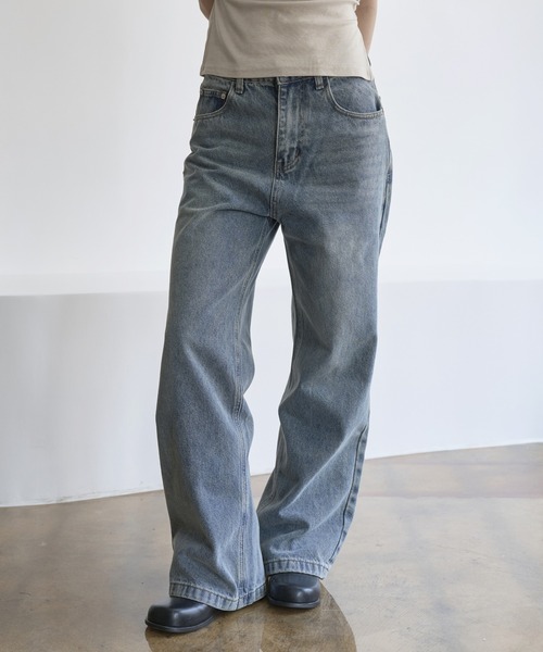 UNE MANSION（ユヌマンション）の「【低身長 / 高身長用 サイズ＆丈が選べるカラーパンツ】【 4color ／ ３size／ 3lengths 】【 足長効果あり】ベーシックセミストレートワイドビンテージデニム（デニムパンツ・レディース・ライトブルー/ブルー/ダークブルー/ブルー系その他・S-Short/S-Regular/S-Long/M-Short/M-Regular/M-Long/L-Short/L-Regular/L-Long）」の14枚目の写真